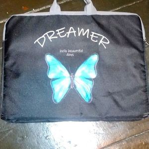 laptop bag/small file or book tote with butterfly & dreamer